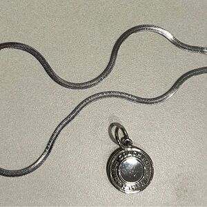 Coach Round Pendant with FREE stainless steel Silver necklace 15.5” with 2”ext